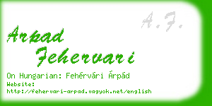 arpad fehervari business card