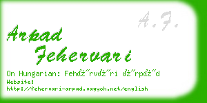 arpad fehervari business card